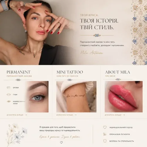 Permanent makeup and mini tattoo